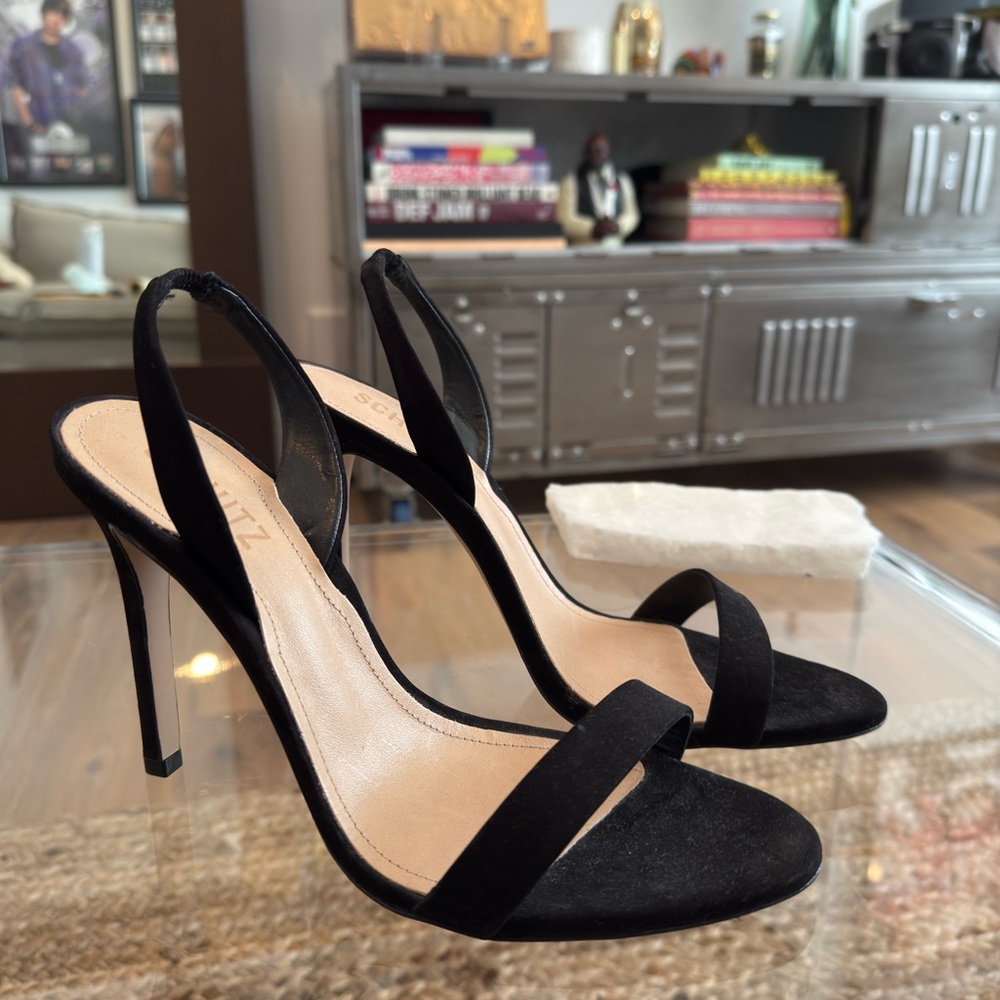 Schutz, Black Luraine Heel, Size 8.5